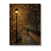 Plakat Jesienny spacer pod latarnią, Romantyczny nastrój jesieni, 30 x 40cm