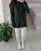 Pulz butelkowy wełniany długi sweter 18% wełna 10% moher 8% alpaka L