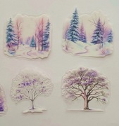 naklejki 16szt zimowe drzewa fioletowe scrapbooking