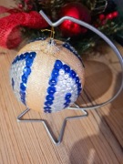 Bombka zdobiona cekinami handmade niepowtarzalna