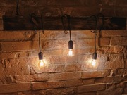 Żyrandol Lampa Belka Sosnowa Trzy Żarówki Loft
