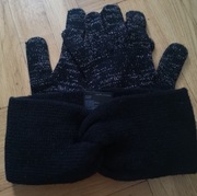 Opaska H&M czarna  rękawiczki czarne 