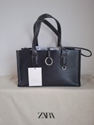 Zara torebka shopper granatowa ekoskóra nowa z metką pasek