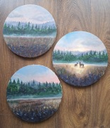 Tryptyk las natura pejzaż obraz akrylowy 90x30cm dekoracja