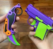 Fioletowy Zestaw: Pistolet + Nóż Karambit – Zabawki dla Fanów Gier