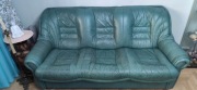 Sofa skórzana trzy osobowa w kolorze zielonym 