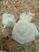 GIRLANDA LED RÓŻE KWIATY białe 10 lampek łańcuch dekoracyjny zimny biały