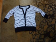 Sweterek kardigan biało- czarny wzór w kropki casual M/38