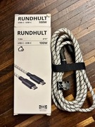 IKEA kabel RUNDHULT USB-C na USB-C czarny/biały 1.5 m/100W Apple iPhone 17