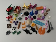 Lego akcesoria rower deskorolka czapka instrumenty narty miś konewka miotła