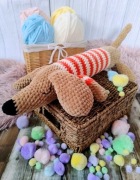 Jamnik na szydełku maskotka 43cm rękodzieło piesek