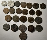 Monety PRL słabe stany, obiegowe. Zestaw 24 monet