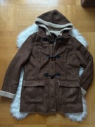 Płaszcz kożuch damski brązowy futerko 44