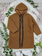 Stylowy płaszcz teddy z kapturem 