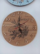 Drewniany zegar ścienny, klejonka dębowa. Łoś. Prezent