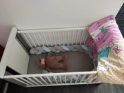 Łóżeczko drewniane 120x60 z całym wyposażeniem