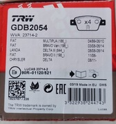 Klocki hamulcowe TRW GDB 2054  Fiat Bravo II LANCIA DELTA  tył