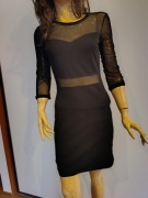 Czarna sukienka bodycon siateczka Cropp S elegancka mini dopasowana sexy