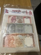 Banknoty Nepal 1971-2001 King Bielenda + 5/10/20