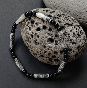 Bransoletka męska 18,5 cm jaspis obsydian