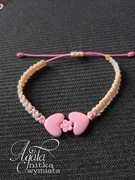 Bransoletka różowo-kremowa mikro makrama dziecięca