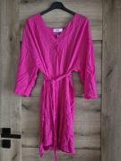 Emilie Atelier sukienka fuksja Fatima krótka kontrafałda luźna pasek UNI