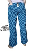 Niebieskie spodnie jeansy straight w kratę kwadraty Whistles XL/42