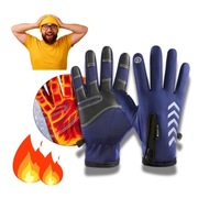 RĘKAWICE 2X RĘKAWICZKI CIEPŁE DŁONIE ZIMOWE GRANATOWE MOTO SPORT ROZMIAR M