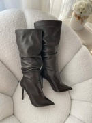 Skórzane kozaki Victoria Gotti - czekoladowy brąz | Naturalna skóra