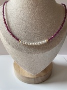 Naszyjnik rubiny i perły