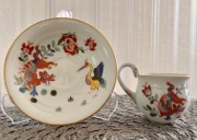 Miśnia kolekcjonerska filiżanka do mokki żuraw i smok,  złocenia - Meissen