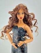 Peruka, włosy dla lalki Barbie brązowa ombre pvc 9,5-10cm obw.głow