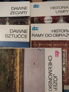 Dawne zegary sztućce lampy ramy do obrazów Chełmoński abc 