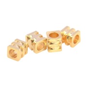 Koraliki Dystansowe, Kostka, 3x3x3mm, Pozłacane 14K, 5 szt.