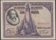 Hiszpania 100 peset 1928 - A7,   - Miguel Cervantes
