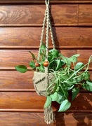 Kwietnik wiszący makrama ze sznurka jutowego ampla zawieszka rękodzieło 