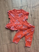 M&S komplet koralowy w kwiaty falbanka bluzeczka legginsy 62