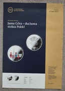 Folder - Ogłoszenie do monety 10 zl Jasna Góra duchowa Stolica Polski 