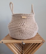 Duży kosz boho na szydełku ze sznurka handmade 