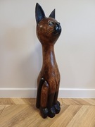 Figurka- drewniany stojący kot, wysokość 64 cm