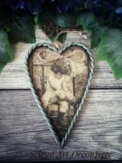 Dekoracja serce obrazek shabby chic Prowansja vintage farmhouse decoupage