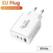 Ładowarka Sieciowa 40W PD QC3.0 2x USB-C USB-A Szybkie Ładowanie EU