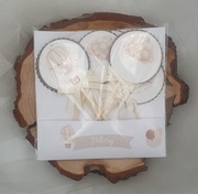 Pikery ozdoba do ciast dziecko Balony beżowe