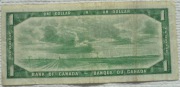 Kanada CAD $ 1 dolar dollar 1954 P#75b Elżbieta II Quebec Beattie Rasminski