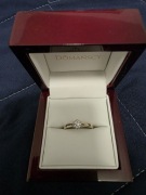 Złoty pierścionek zaręczynowy r.15 z brylantem 0,43 ct certyfikat GIA