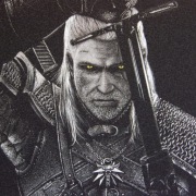 Wiedźmin Obraz ręcznie rzeźbiony w blasze Grawerka