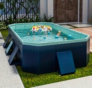 DUŻY SKŁADANY BASEN OGRODOWY dla dzieci prostokątny solidny 260x165x55