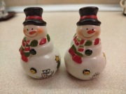 Ceramiczna solniczka i pieprzniczka Bałwanek PRL