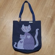 Przytulone koty - nowa torebka torba zakupowa z jeansu shopperka -hand made