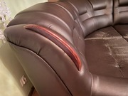 Narożnik skórzany brązowy z funkcją spania – do renowacji